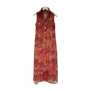Vintage 80/90s Y2K Sheer Leopard Print Sleeveless Duster Dress
